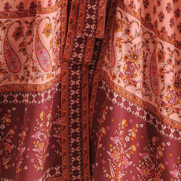 Teal Boho Kimono Floral Gypsy Print Maxi CoverUp - Picture 15 of 15